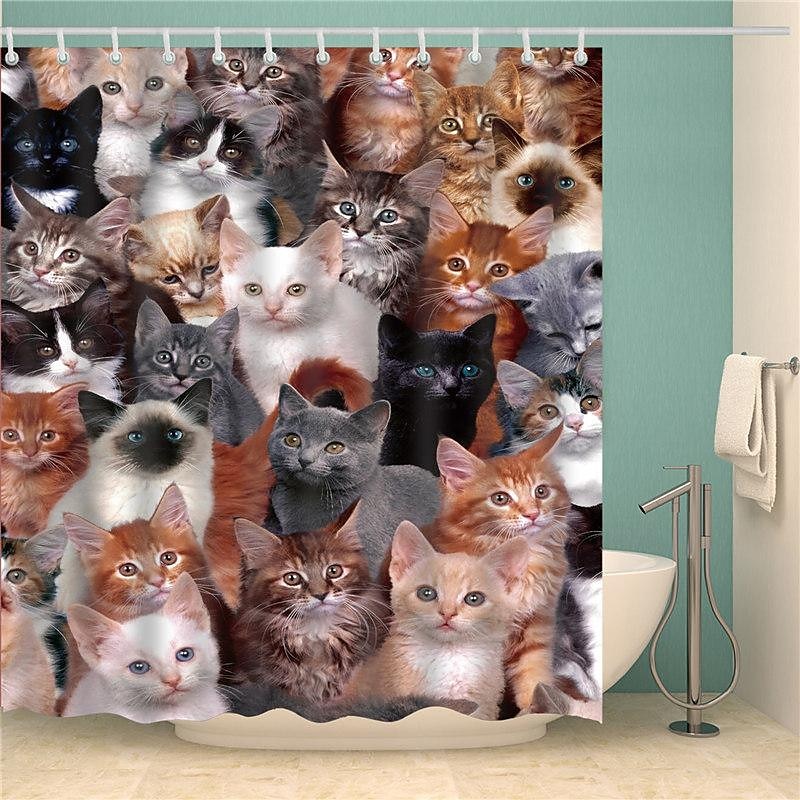 Shower Curtain with Hooks 180cm*180cm(70"*70") Polyester Washable Waterproof Animal Pattern for Kids 2025 - $25.99 –P6