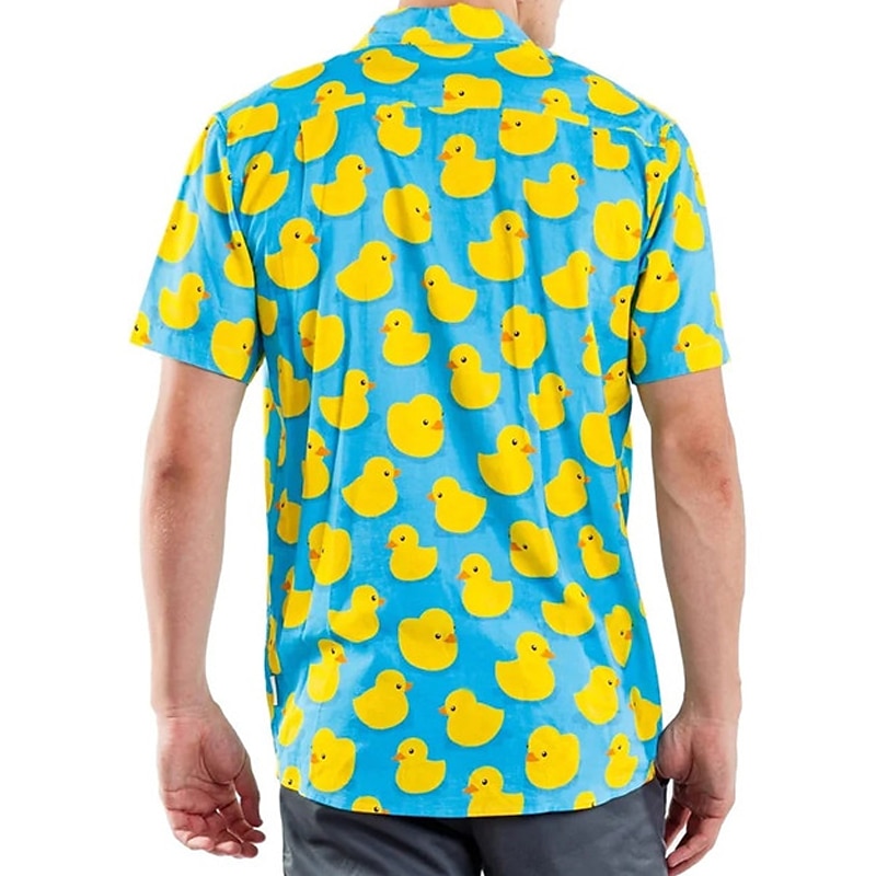 Men's Animal Duck Shirt Summer Hawaiian Shirt Aloha Shirt Short Sleeves Shirt Turndown Fashion Designer Casual Outdoor Street Casual Black Yellow Red 3D Print S M L 2025 - $24.99 –P8