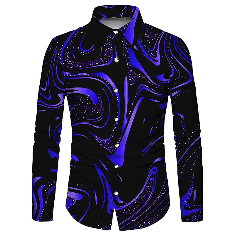 Herren Farbverlauf Geometrische Muster Abstrakt Hemd Knopfhemd Langarm Sport Modisch Strassenmode Outdoor Casual Täglich Herbst Winter Umlegekragen Bedruckt Button-Down Blau Purpur Gold Grau 2025 - $26.99 –P2