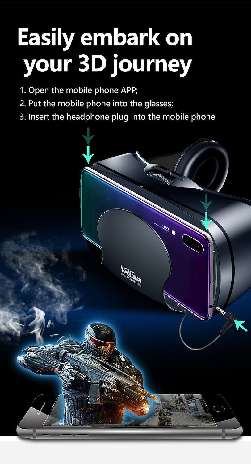 3D VR Glasses Virtual Reality 3D VR Headset Smart Glasses Helmet for Smartphones Cell Phone Mobile 7 Inches Lenses Binoculars with Controllers 2025 - $69.99 –P10