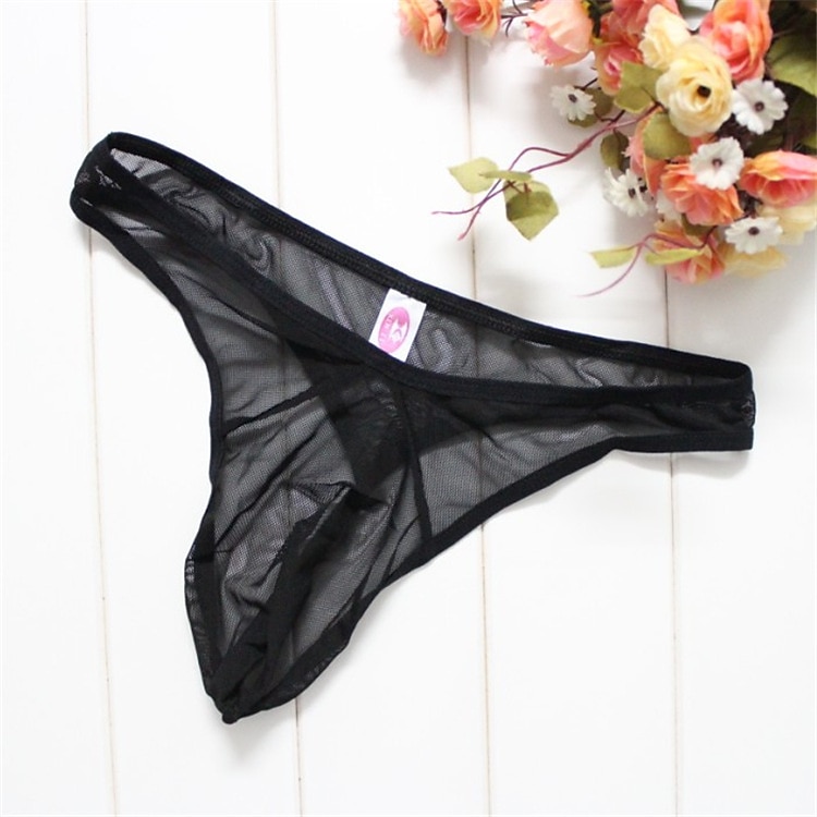 3Pack Women Thong Mesh Cotton Lace T-Back Underwear G-string