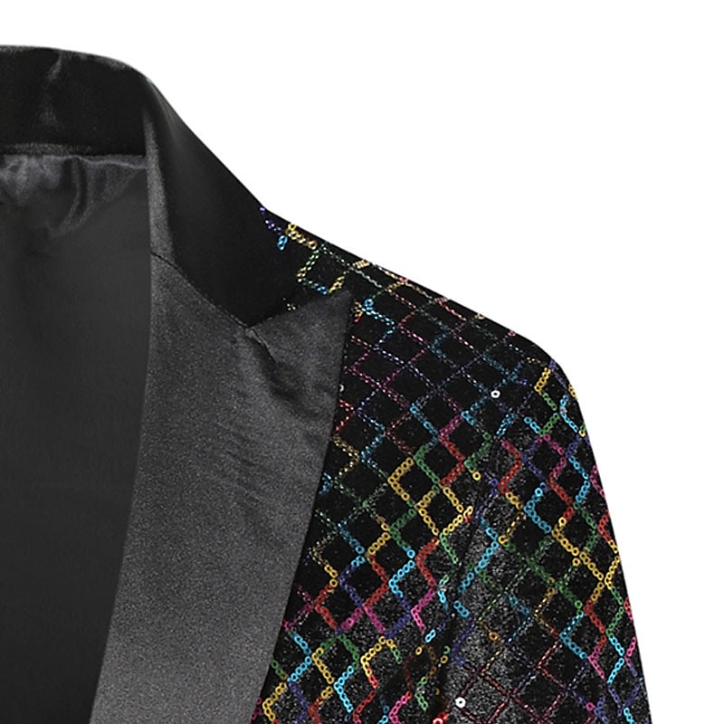Per uomo Giacca Feste Ufficio e carriera splendente All'aperto Tasche Strass Autunno Inverno A quadri Moda Top caldi Bavero Argenteo Oro Arcobaleno Giacca del 2025 a $54.99 –P8