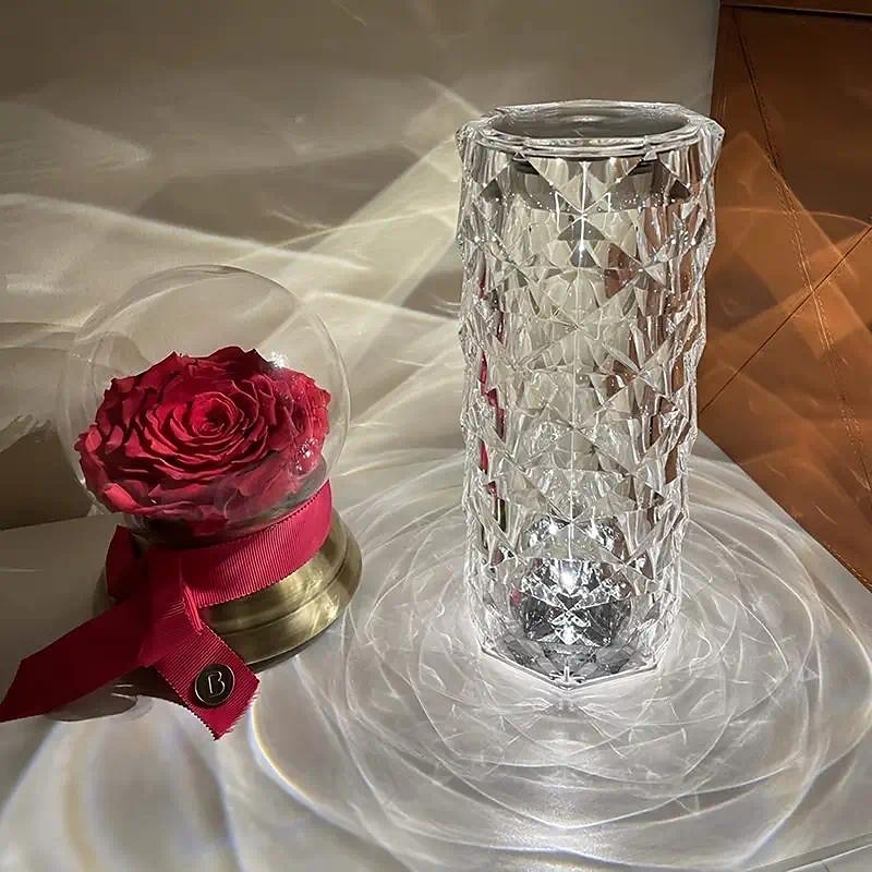 Crystal Table Lamp Rose Light LED Projector 3 Colors Touch Adjustable Romantic Diamond Atmosphere Light USB Touch Night Light For Bar, Bedroom, Christmas Valentine's Gift For Kids Girls Lover 2025 - $17.99 –P10