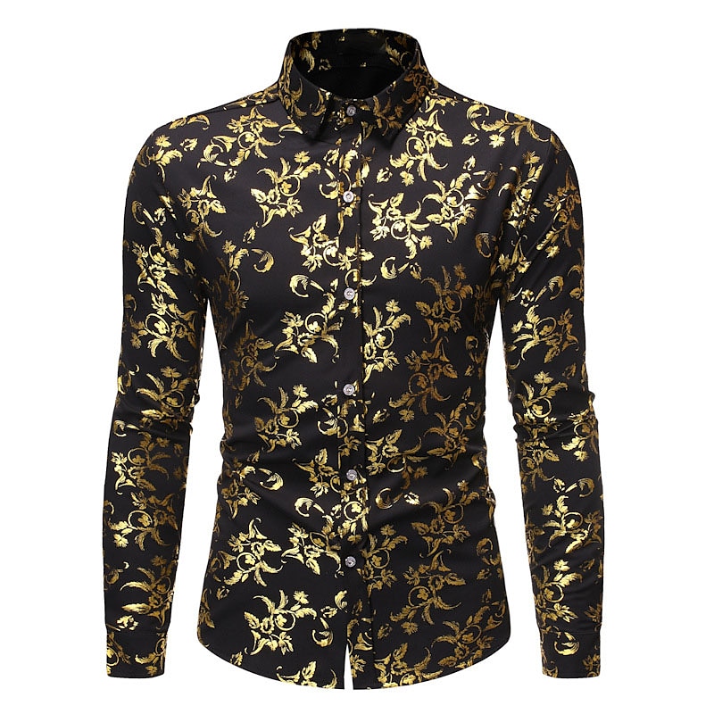 Men's Tuxedo Shirts Floral Party Outdoor Wine Black White Dark Blue Long Sleeve Turndown Spring Fall Clothing Apparel Print 2025 - $24.83 –P5