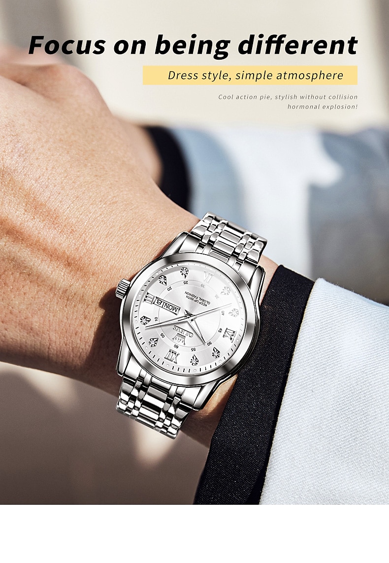 OLEVS Quartz Horloge Cadeau voor mannen Luxe Diamanten Gouden Horloge Waterdicht Luminous RVS Zaken Mannen Quartz Horloge Mannen Horloge 2026 - $35.99 –P10