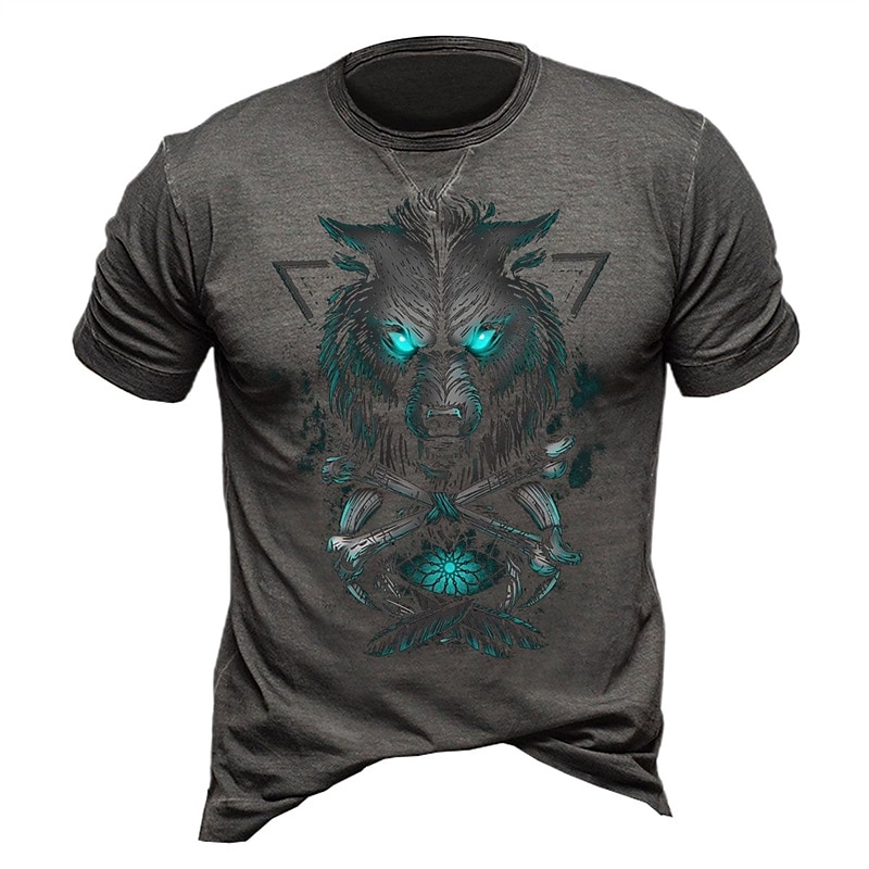 Homme Loup Impressions Graphiques T-shirt Style décontracté 100% Coton Manche Courte Graphique Chemise Noir Rouge Bordeaux Marine foncé T-shirt confortable Vacances Rue Vêtements de créateurs de mode de 2025 ? $15.99 –P2