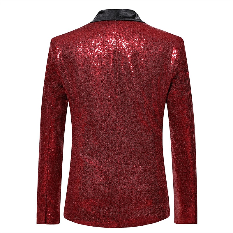 Men's Blazer Cocktail Party Bar Shining Outdoor Pocket Sequin Fall Winter Plain Stylish Warm Ups Shawl Collar Black Silvery Wine Royal Blue Gold Jacket 2025 - $63.99 –P6