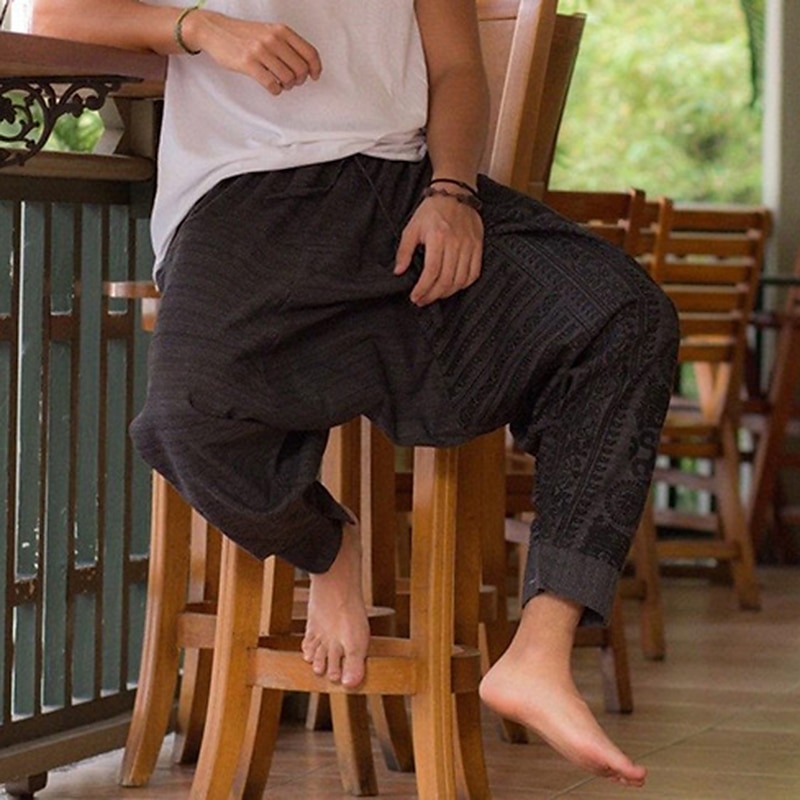Herr Joggare Långbyxor Sommarbyxor Strandbyxor Harem byxor Elastisk midja Släpp grenen Mönster Komfort Andningsfunktion Ledigt Dagligen Strand Boho Hippie Purpur Orange Microelastisk 2025 - $20.99 –P1