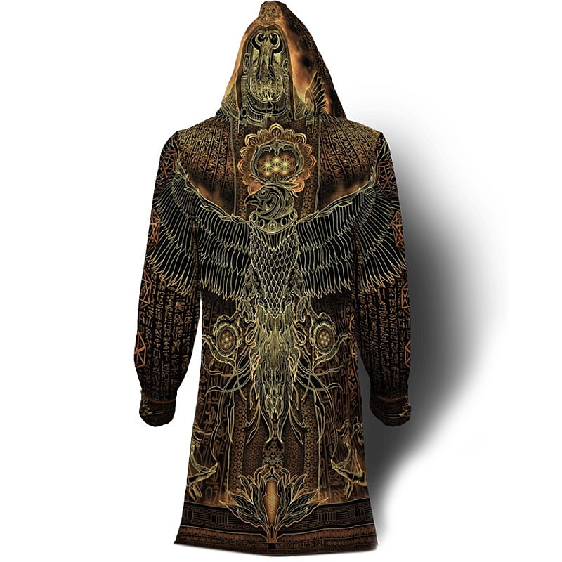 Herr Vinterkappa Fleece-jacka Kappa Sport & Utomhus Dagliga kläder Håller värmen Andningsfunktion Dragkedja Ficka Höst vinter Grafiska tryck Totem Streetwear Sport Luvtröja Lång Normal Gul Grå Jacka 2025 - $73.99 –P2