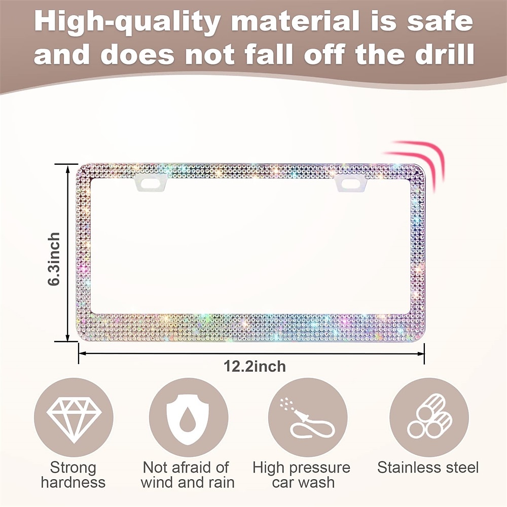 2 Pack Bling License Plate Frames for Women Sparkly Rhinestone Diamond Car Accessories for Women Handcrafted Stainless Steel Car License Plate Cover with Glitter Crystal Caps 2026 - $35.99 –P10