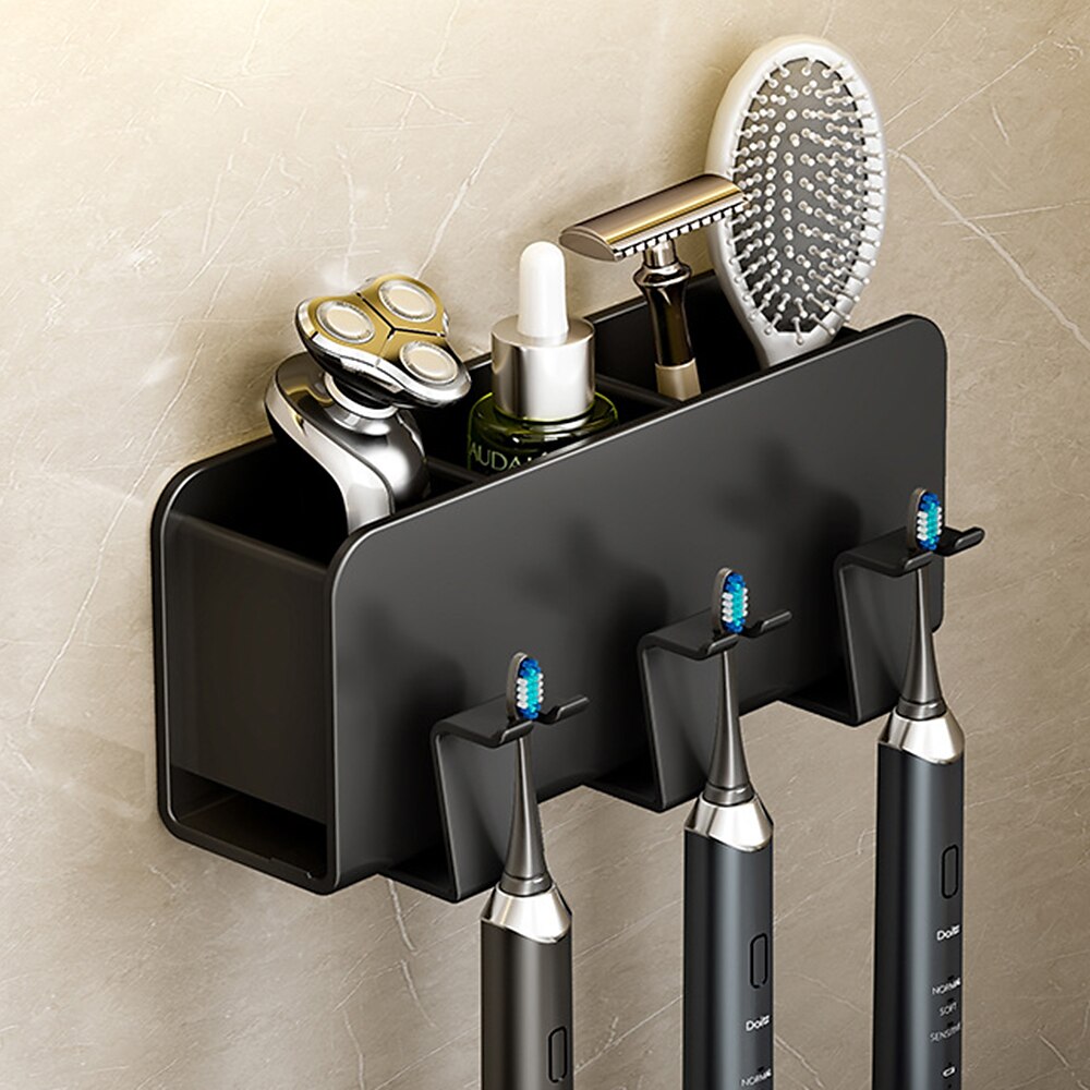 porta spazzolini nero bagno wc non forato a parete porta collutorio elettrico porta scopino a parete spazio portaoggetti in alluminio del 2025 a $27.99 –P4