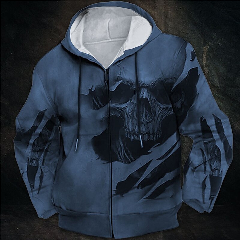 Hombre Cráneos Estampados Sudadera Sudaderas Sudadera con capucha y cremallera completa Manga Larga Sudadera con capucha Con Capucha Ropa de calle Impresión 3D Deporte Diario Deportes Vino Rojo 2025 - $27.99 –P2