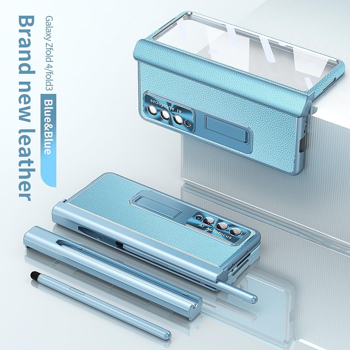 Phone Case Plating Leather Case For Samsung Galaxy Z Fold 6 Z Fold 5 Z Fold 4 Fold 3 Magnetic Kickstand with Pencil Holder(without Pen) Carbon Fibe Screen Protector Phone C Bumper Frame PC PU Leather 2025 - $55.99 –P14