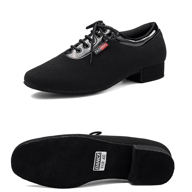 svarta oxford-dansskor för män – andningsbar canvas med snörning i balsal och latinska prestandaskor 2025 - $42.99 –P2