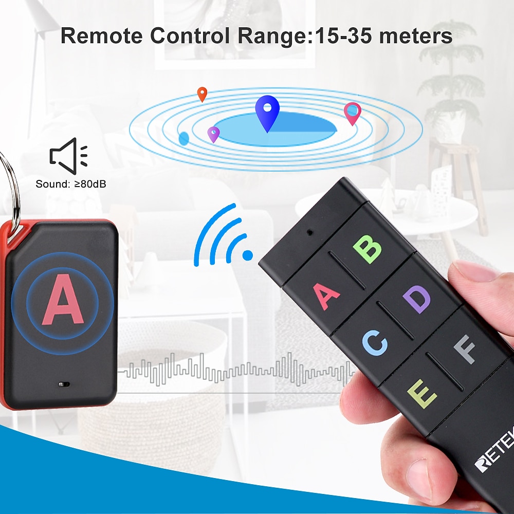 th104 draadloze sleutelzoeker rf sleutelzoeker pet tracker portemonnee tracker afstandsbediening 1 rf zender 6 ontvanger 2025 - $47.99 –P2