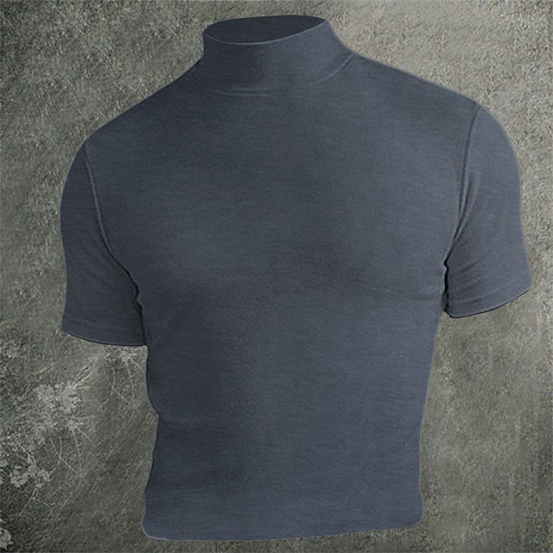 Homme T-shirt Faux col roulé Manches courtes Col roulé Col montant Été Uni Designer Basique Moderne Contemporain Vacances Rue Sortir Noir Bleu gris foncé T-shirt haut de gamme pour homme de 2026 ? $17.99 –P3
