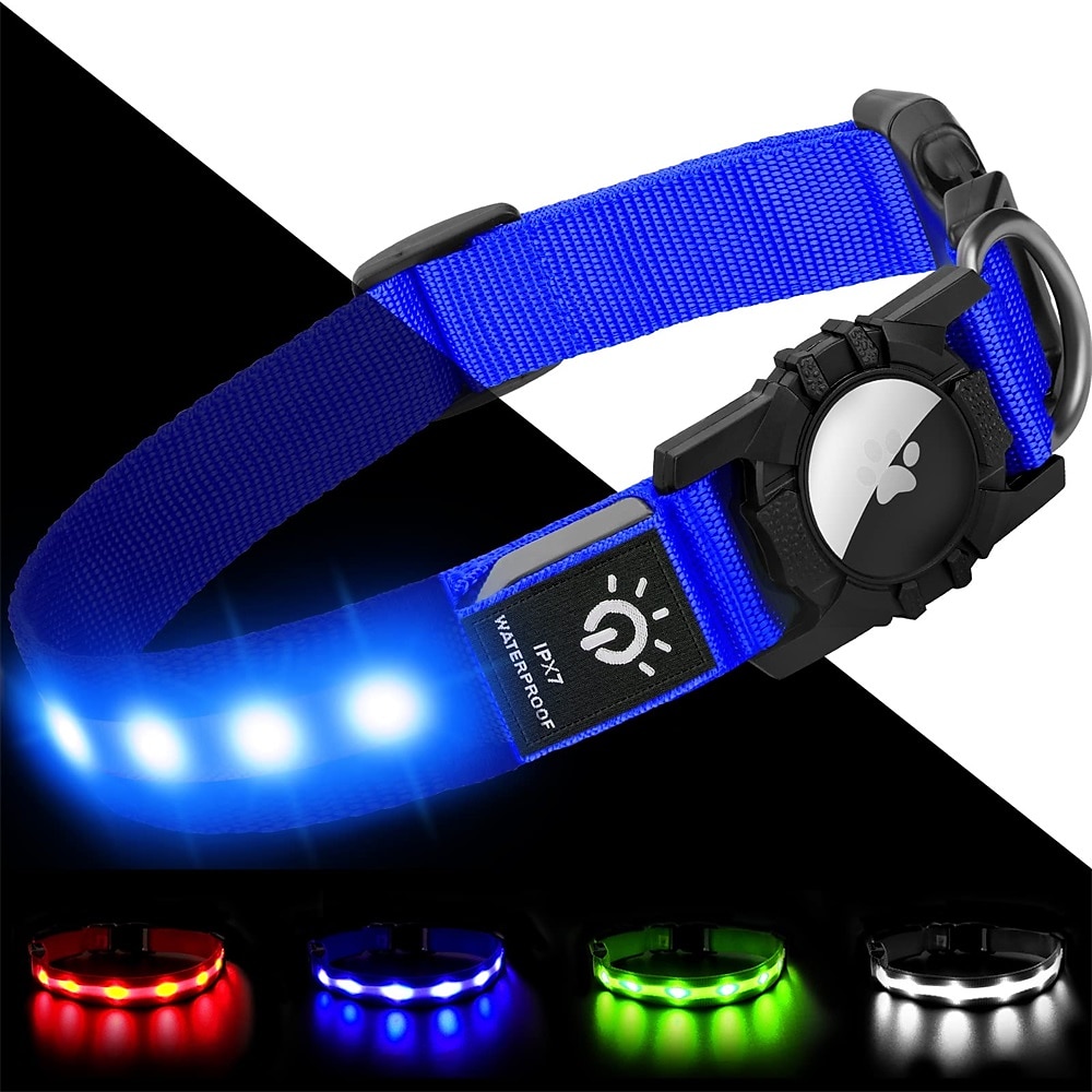 LED Dog Collar with AirTag Holder – IPX7 Waterproof USB-C Rechargeable Glow Nylon Pet Collar for Small Dogs & Puppies, Light Up Flashing for Night Walking 2026 - $20.16 –P6