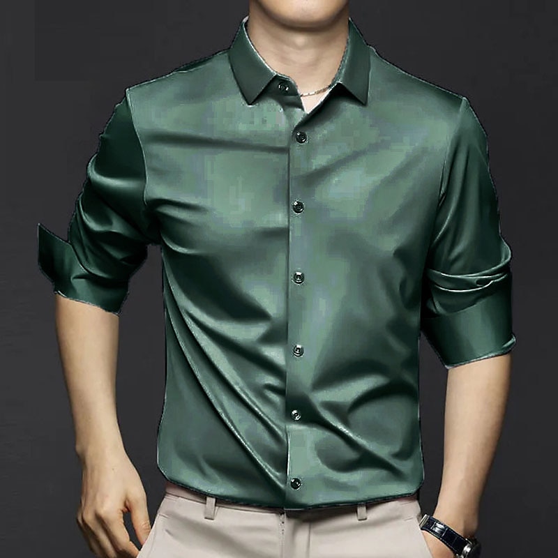 Per uomo Camicie Camicia non stirabile Tinta unita / tinta unita Matrimonio Per uscire Nero Bianco Rosa Arancione Manica lunga Collo ripiegabile Primavera Autunno Abbigliamento del 2025 a $33.99 –P4