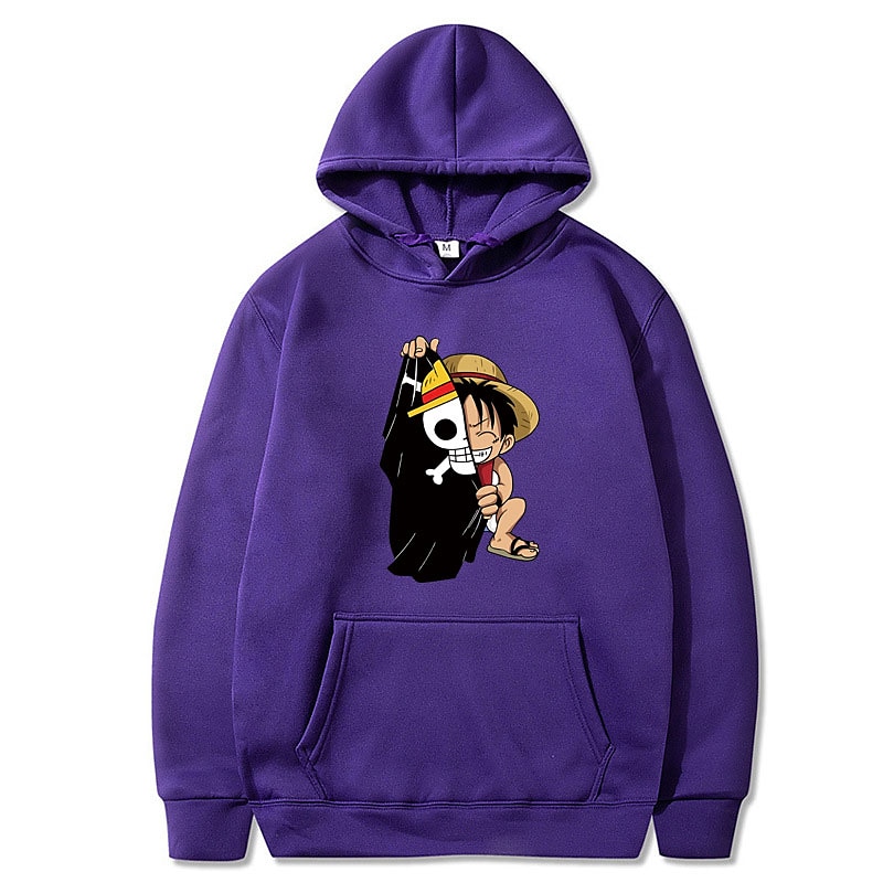 One Piece Monkey D. Luffy Hanorac cu Glugă Anime Desen animat Anime Buzunar frontal Grafică Pentru Pentru cupluri Bărbați Pentru femei Adulți Halloween Carnaval Ștanțare la cald Stradă Zilnic 2025 - $27.99 –P11