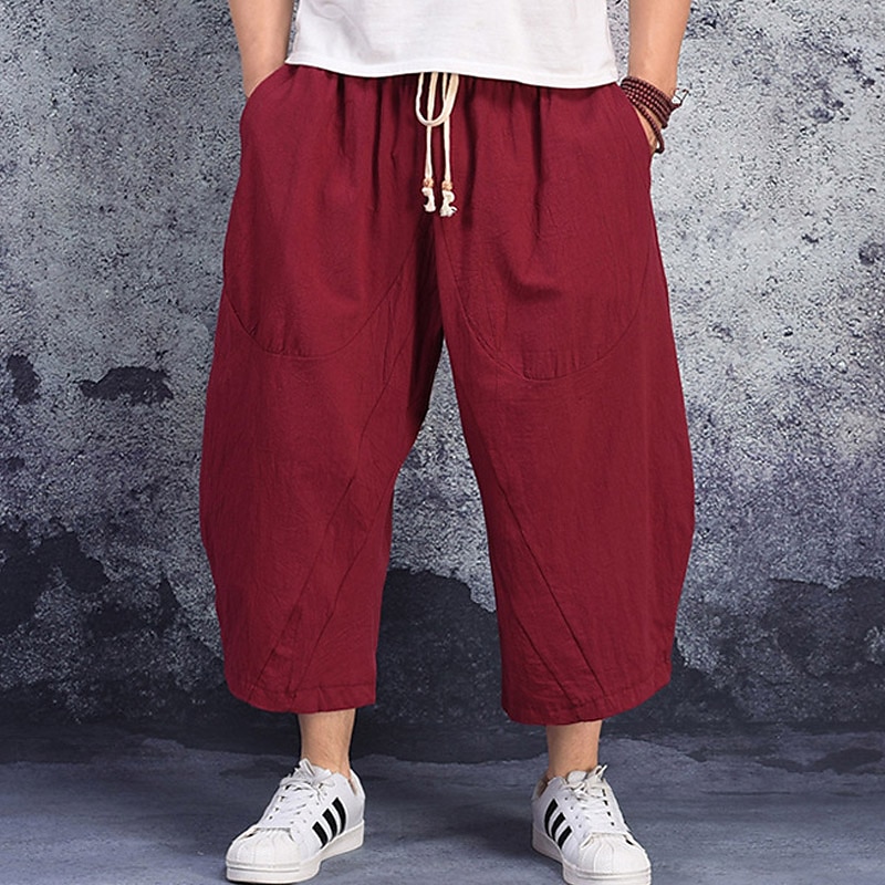 Homens Shorts de linho Shorts de verão Calças Capri Bolsos Com Cordão Cintura elástica Tecido Conforto Respirável Comprimento da panturrilha Casual Feriado Para Noite à moda Clássico Preto Branco de 2025 por $16.49 –P9
