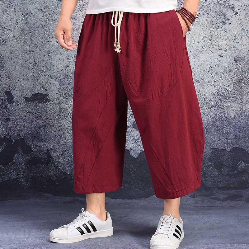 Homens Shorts de linho Shorts de verão Calças Capri Bolsos Com Cordão Cintura elástica Tecido Conforto Respirável Comprimento da panturrilha Casual Feriado Para Noite à moda Clássico Preto Branco de 2025 por $16.49 –P8