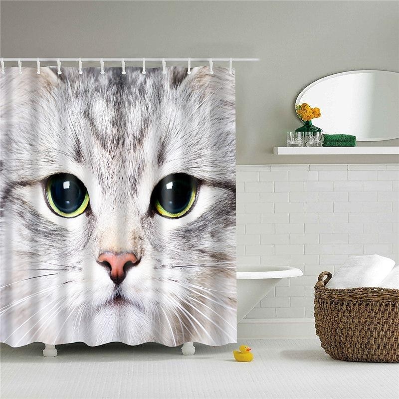 Shower Curtain with Hooks 180cm*180cm(70"*70") Polyester Washable Waterproof Animal Pattern for Kids 2025 - $25.99 –P19