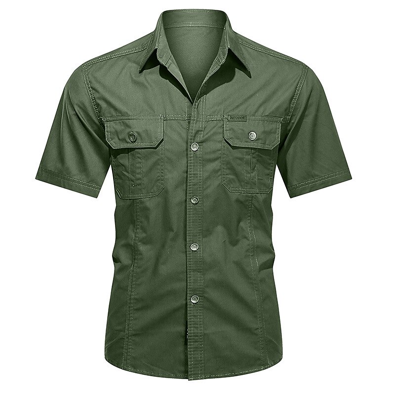 Per uomo Camicia Camicia con bottoni Maglietta informale Camicie da lavoro Camicia da carico Nero Giallo Verde militare Blu Reale Blu Manica corta Liscio Collo ripiegabile Strada Informale Bottone giù del 2025 a $27.99 –P6