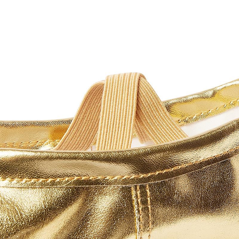 Girls' Gold Ballet Flats with Elastic Straps – Soft Leather Dance Shoes for Ballet Classes and Performances 2025 - $11.99 –P2