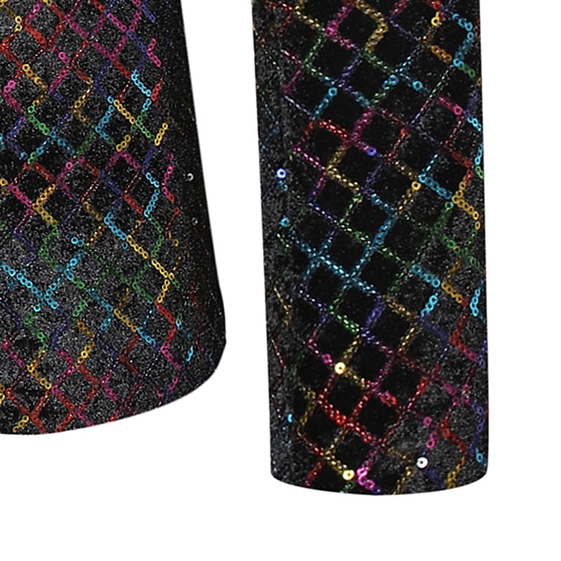 Per uomo Giacca Feste Ufficio e carriera splendente All'aperto Tasche Strass Autunno Inverno A quadri Moda Top caldi Bavero Argenteo Oro Arcobaleno Giacca del 2025 a $54.99 –P10