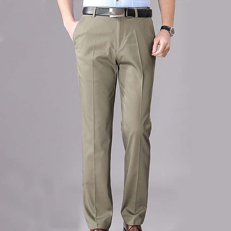 Herren Anzughosen Hose Hosen Tasche Gerade geschnitten Glatt Hochzeit B¨¹ro Arbeit Baumwollmischung Schick & Modern Ausgefallene Schwarz Weiß Hoher Taillenbund Mikro-elastisch 2025 - $42.99 –P11