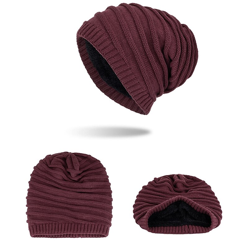Herr Mössa Vinter hattar Holk Sticka manschetter Svart Vin Akrylik Fiber Stickat Fleece Mode Traditionell / Klassisk Friluftskläder Ledigt / vardag Slät Varm 2025 - $16.49 –P10