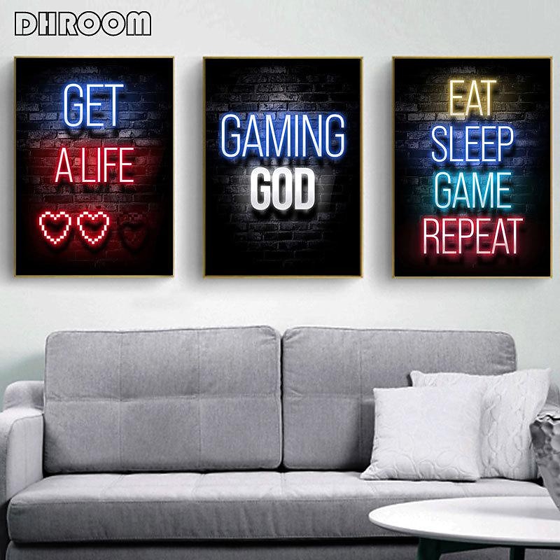  Video Game Room Decor - Neon Gamer Bedroom Set Art