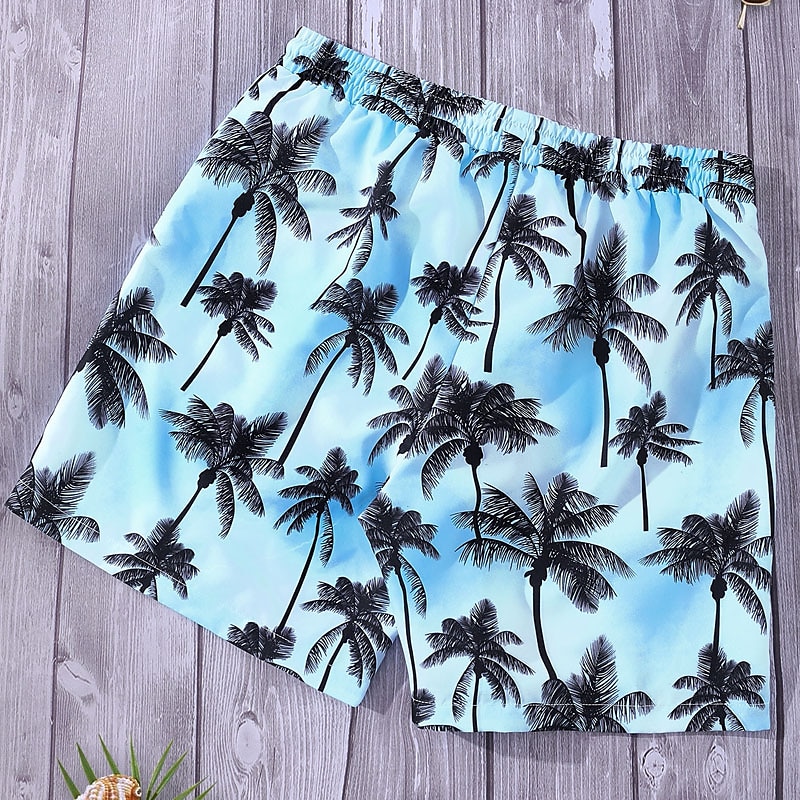 Men's Graphic Coconut Tree Swim Trunks Swim Shorts Board Shorts Mid Waist Streetwear Hawaiian Boho Casual Daily Holiday Drawstring with Mesh lining Elastic Waist Designer Clothing Apparel 2025 - $17.99 –P2