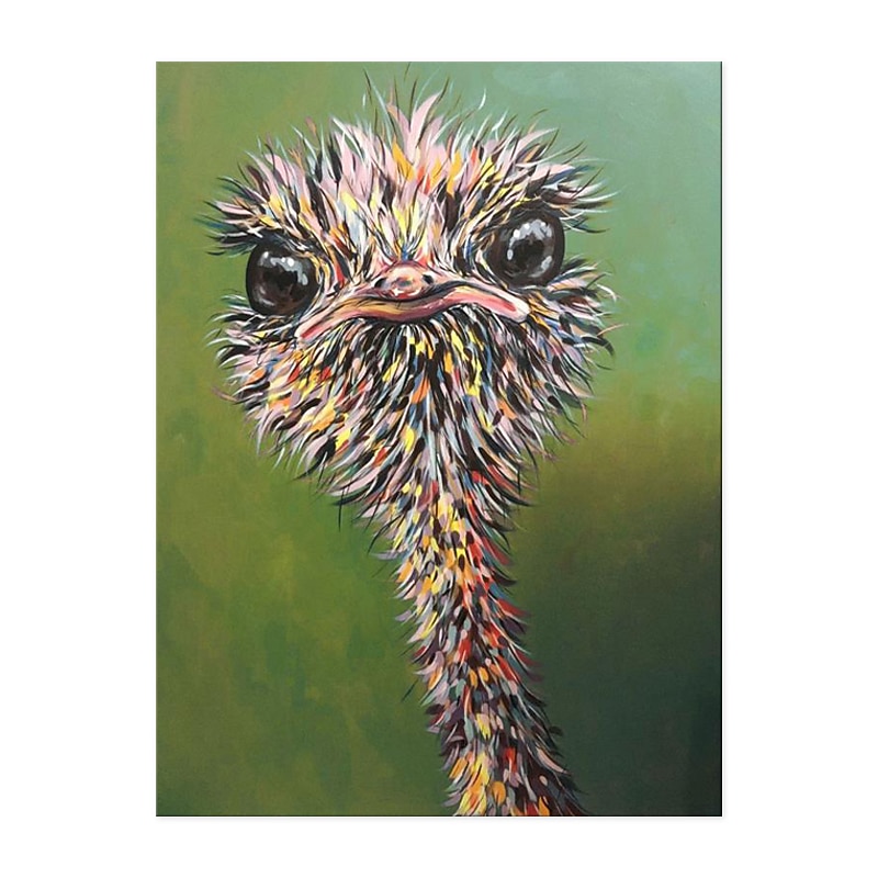 Handmade Oil Painting Canvas Wall Art Decoration Modern Cute Animal Ostrich Family for Home Decor Rolled Frameless Unstretched Painting 2026 - $110.99 –P8