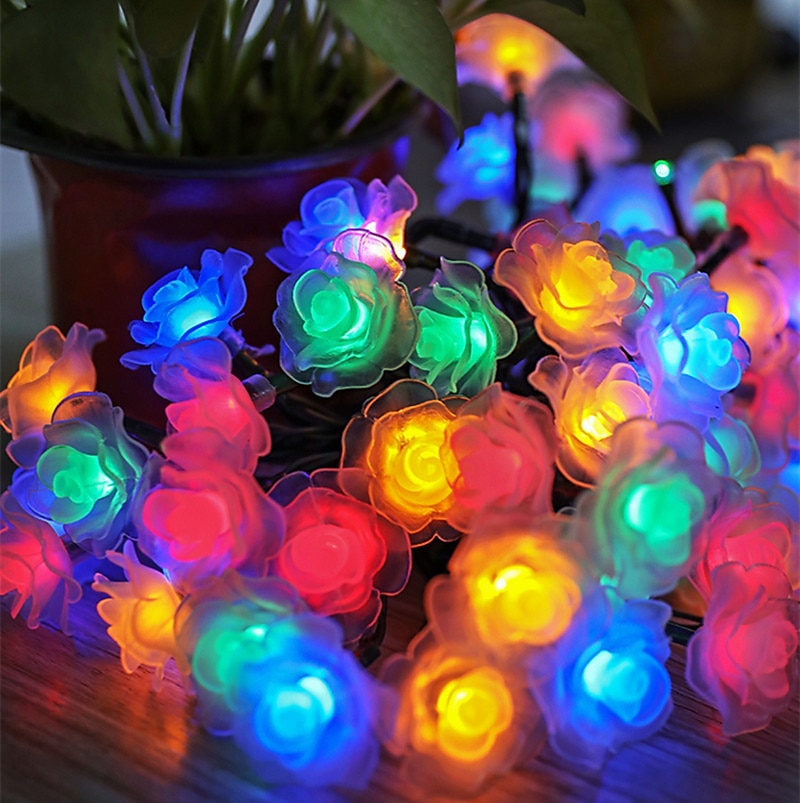 utendørs vanntette solenergi-roselys 12m-100leds 7m-50leds 6,5m-30leds valentinsdag bryllupsfest utendørs hagedekorasjon 2025 - $14.99 –P8
