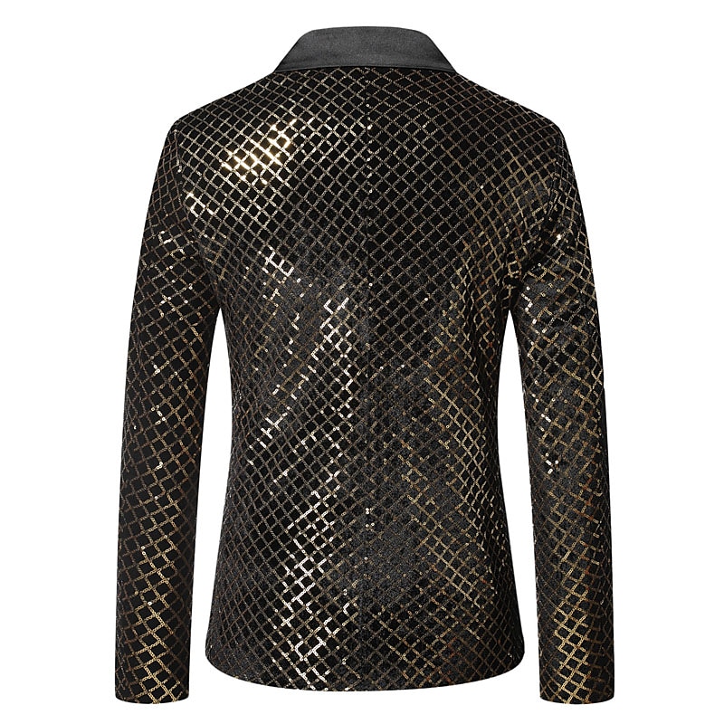 Per uomo Giacca Feste Ufficio e carriera splendente All'aperto Tasche Strass Autunno Inverno A quadri Moda Top caldi Bavero Argenteo Oro Arcobaleno Giacca del 2025 a $54.99 –P4