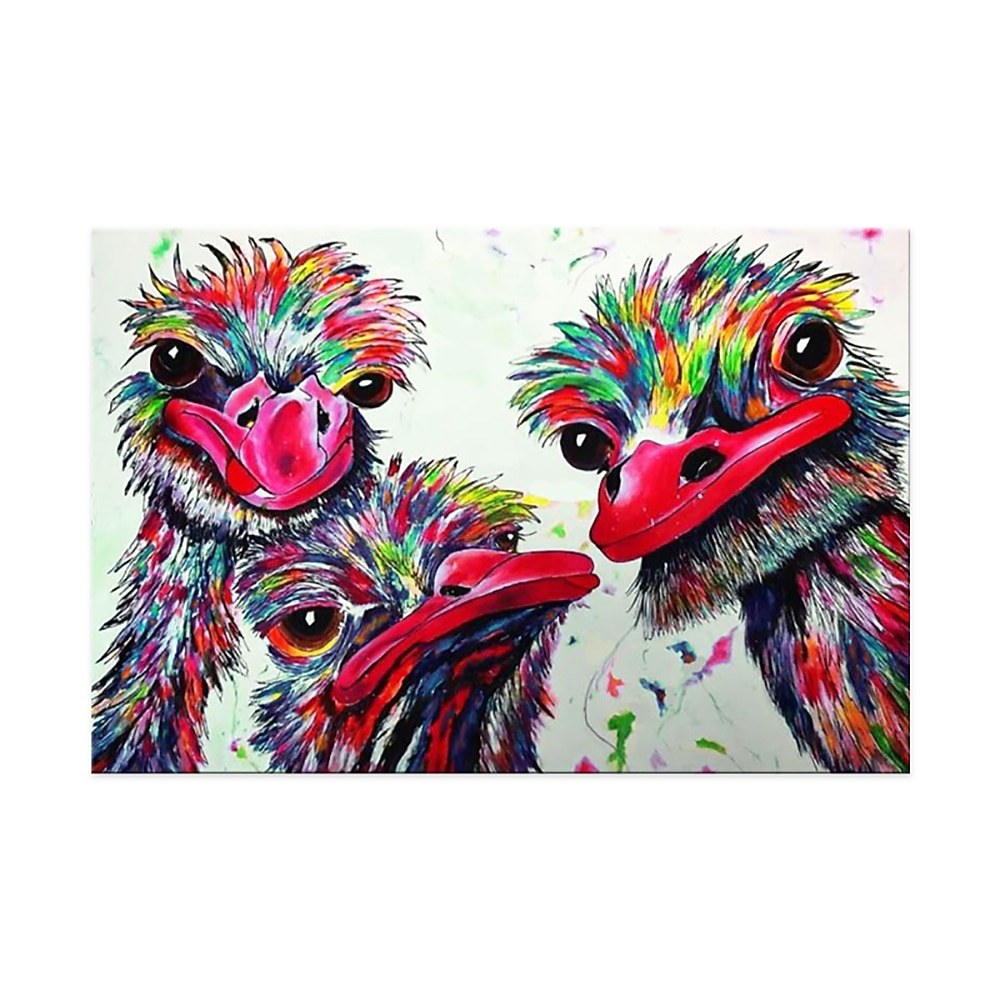 Handmade Oil Painting Canvas Wall Art Decoration Modern Cute Animal Ostrich Family for Home Decor Rolled Frameless Unstretched Painting 2026 - $110.99 –P1