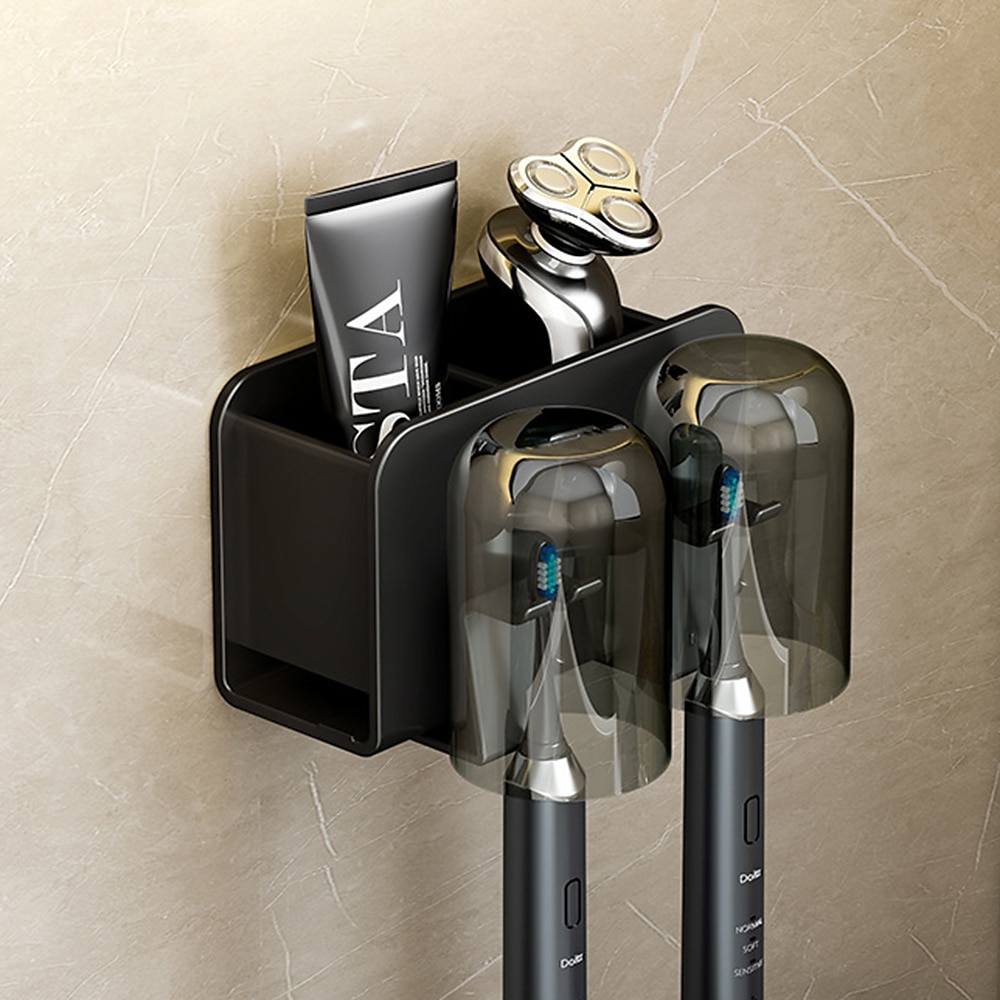 porta spazzolini nero bagno wc non forato a parete porta collutorio elettrico porta scopino a parete spazio portaoggetti in alluminio del 2025 a $27.99 –P6