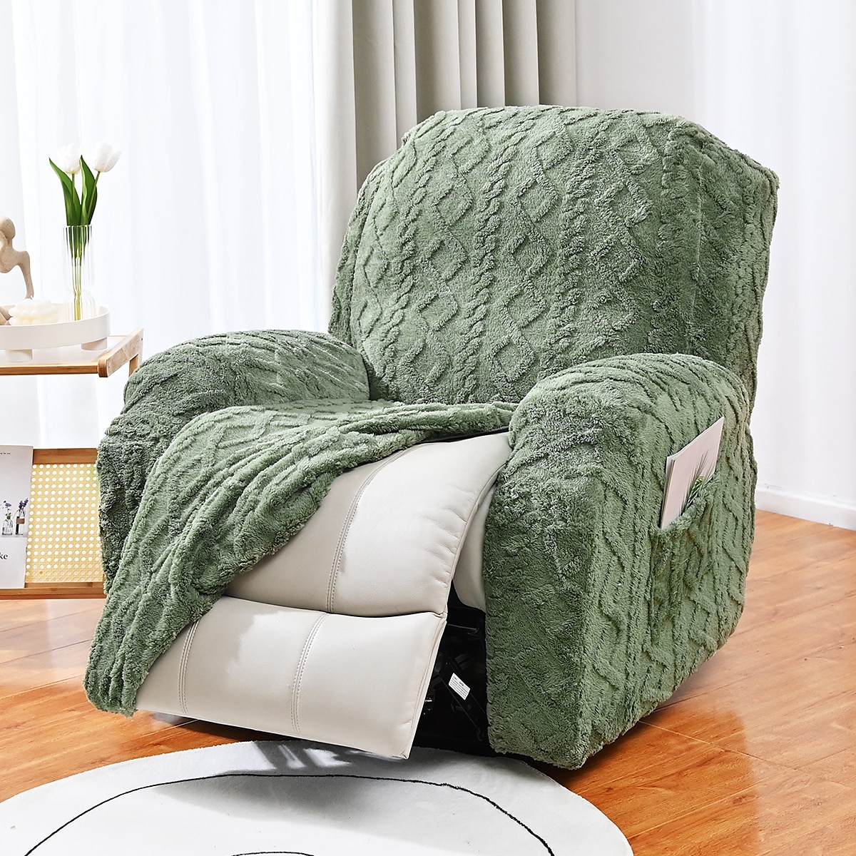 1 sete fløyel lenestoltrekk, stretch jacquard lenestoltrekk for 1 pute lenesofa, 1 sete lenestol sofatrekk, veldig myk, maskinvaskbar 2025 - $54.99 –P11