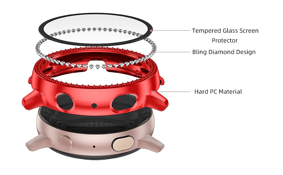 Diamond Case Watch Case Compatible with Samsung Galaxy Watch Active 2 40mm / Watch Active 2 44mm Shockproof Plastic / Hard PC Watch Cover 2025 - $9.99 –P12