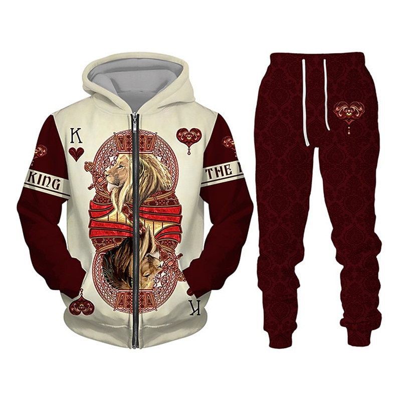 Homme Graphique Lion 2 pièces Ensembles de sweat-shirts 3D Sweat à capuche Survêtement manche longue Pantalon long À capuche Streetwear Basique Occasionnel Sport & Loisir Occasionnel Sports Fermeture de 2025 ? $38.99 –P5