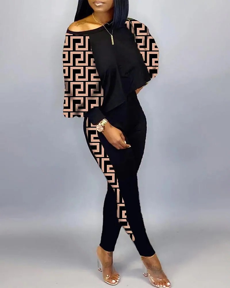 Women's Active Streetwear Tracksuit Pants Sets Sweatshirt Pants Trousers Long Sleeve Crew Neck Graphic Print Sports Outdoor Casual Silver Black Brown Fall & Winter Regular Fit 2025 - $32.99 –P8
