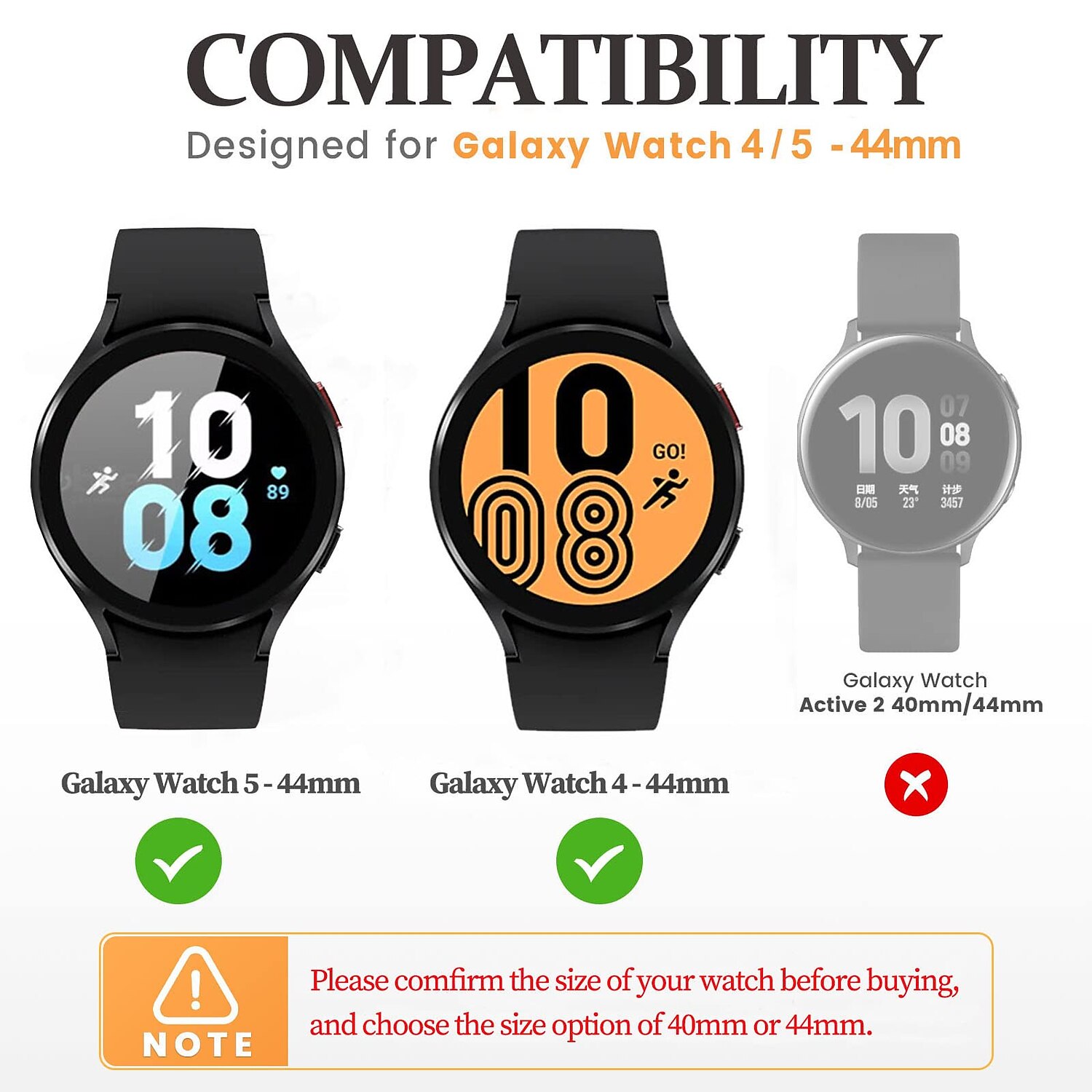 3 عبوات مشاهدة حالة مع حامي الشاشة متوافق مع Samsung Galaxy Watch 5 40mm / Watch 5 44mm / مشاهدة 4 40 مم / مشاهدة 4 44 مم مقاومة للخدش وعر، خشن، قاس غطاء كامل ممتص الصدمات زجاج مقوى / جهاز كمبيوتر صلب 2025 - $13.99 –P4