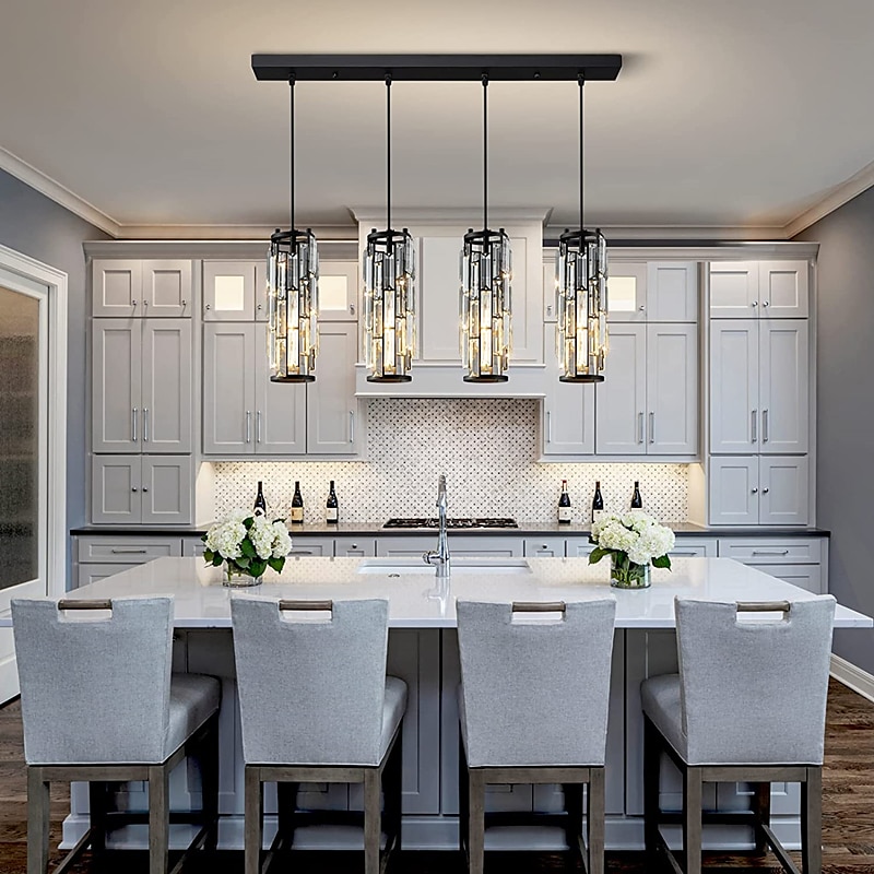 lampada a sospensione a led illuminazione a sospensione cromata/oro moderna lampada a sospensione mini lampadari di cristallo lampada a sospensione regolabile per sala da pranzo con isola cucina (1/3 del 2025 a $103.99 –P11