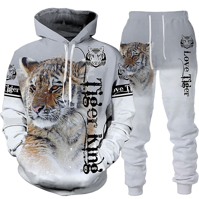 Homens Gráfico Tigre 2pcs Conjuntos de moletom 3D Moletom Moletons Manga Longa Calças compridas Com Capuz Roupa de rua Básico Casual Desportos e Ar livre Casual Esportes Imprimir Primavera Outono de 2025 por $38.99 –P5