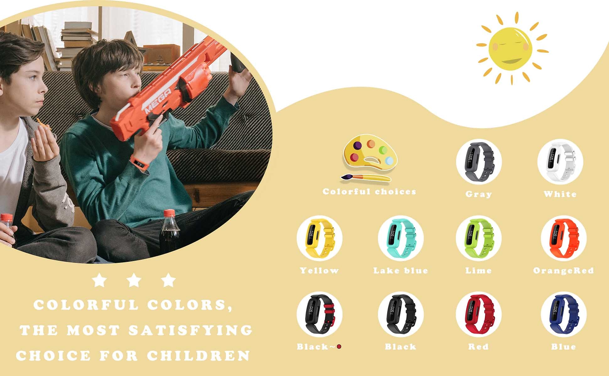 Ремешок для часов для Фитбит Ace 3 Мягкий силикон Замена Ремень с чехлом Водонепроницаемый Регулируется Браслет 2026 - $11.99 –P10