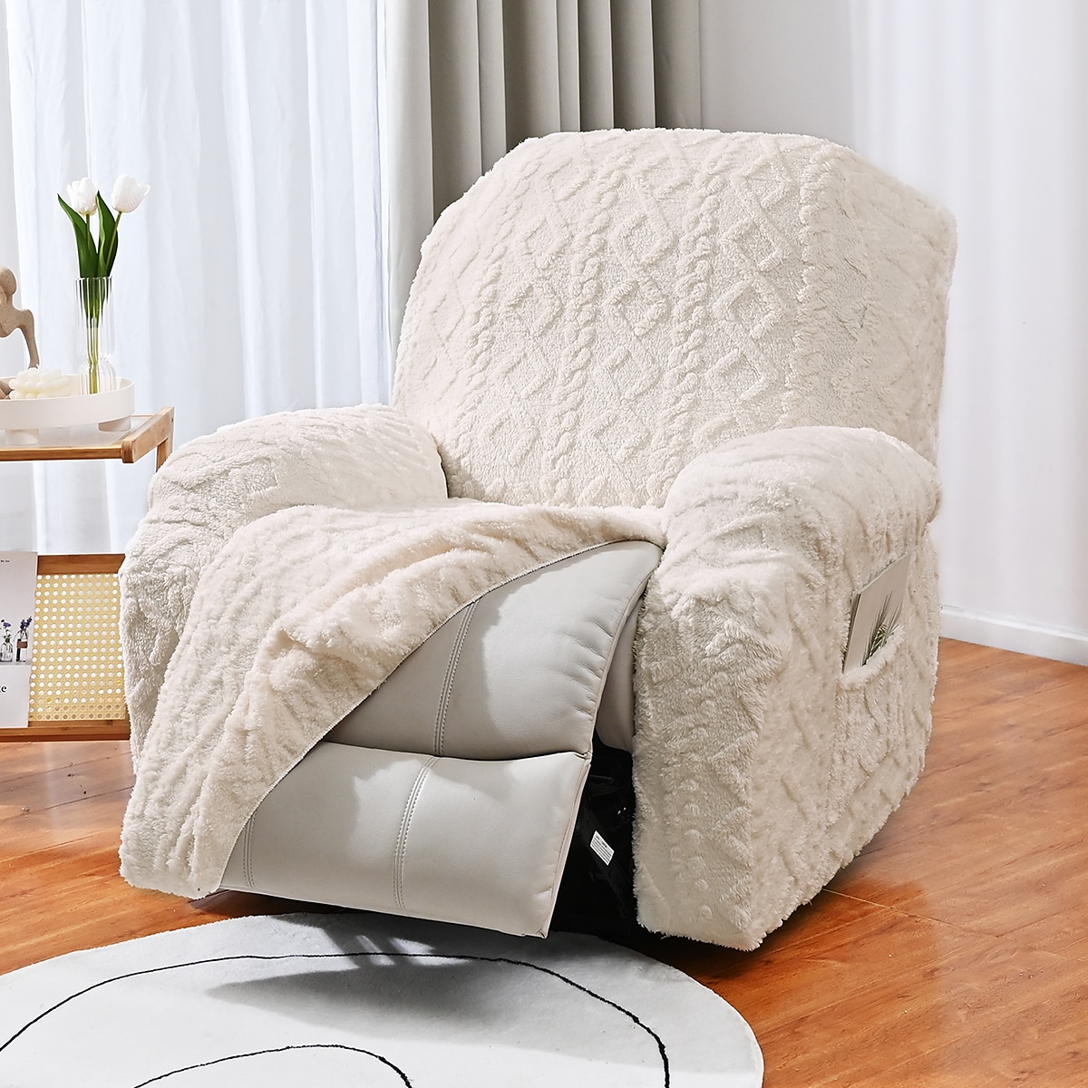 1 sete fløyel lenestoltrekk, stretch jacquard lenestoltrekk for 1 pute lenesofa, 1 sete lenestol sofatrekk, veldig myk, maskinvaskbar 2025 - $54.99 –P18