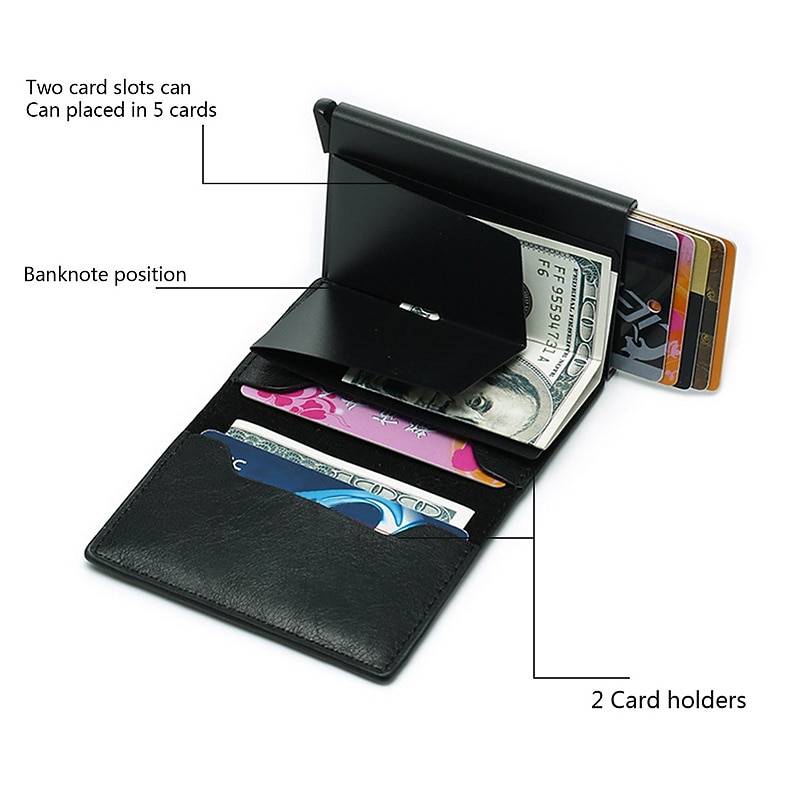 ID Credit Bank Card Holder Wallet Luxury Brand Men Anti Rfid Blocking Protected Magic Leather Slim Mini Small Money Wallets Case 2026 - $13.99 –P4