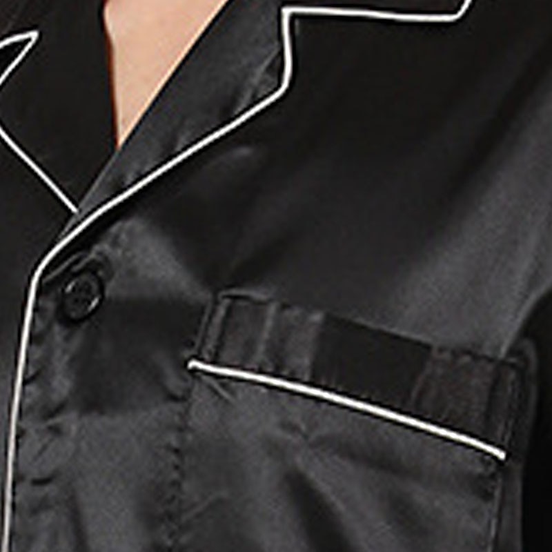 Men's Sleepwear Pajama Set Silk Pajama Pajama Top and Shorts 1 set Plain Fashion Comfort Home Bed Faux Silk Comfort Lapel Short Sleeve Shorts Button Spring Summer Black Blue 2025 - $24.99 –P8