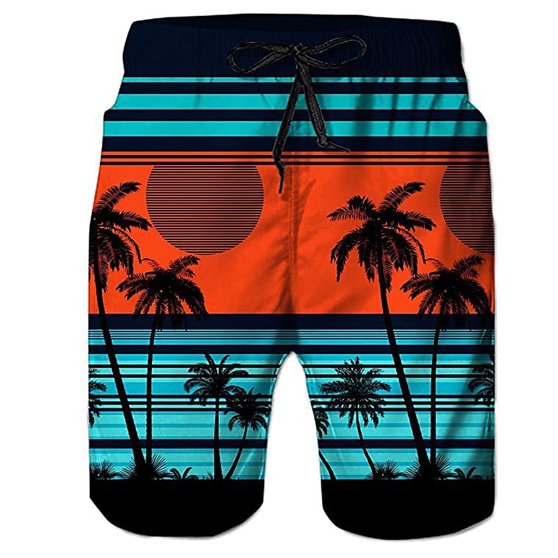 Men's Graphic Coconut Tree Swim Trunks Swim Shorts Board Shorts Mid Waist Streetwear Hawaiian Boho Casual Daily Holiday Drawstring Elastic Waist 3D Print Designer Clothing Apparel 2025 - $17.99 –P2
